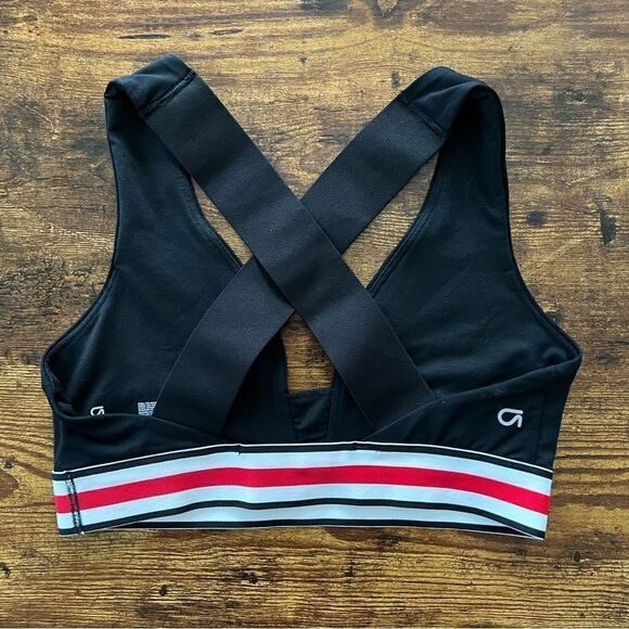 GAP Black Sports Bra with Red and White Stripes - Picture 3 of 8